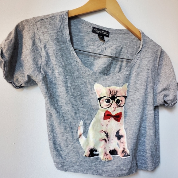 River Island Kitten/Cat Cropped Top - Size M - Picture 4 of 6